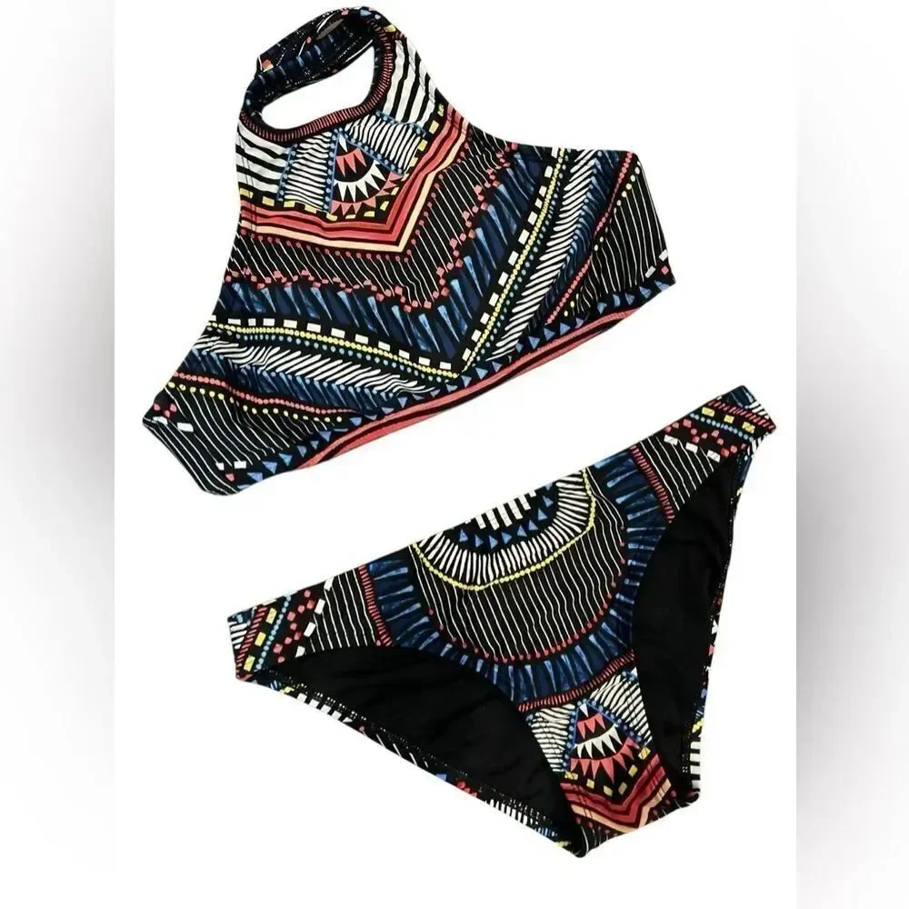 Bar III Two Piece Bikini Swimsuit Set abstract boho Size top XS bottoms S